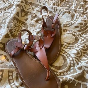 Brown Leather Strap Sandals
